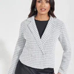 Styli Checked Double-Breasted Casual Blazers-27