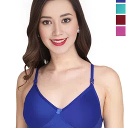 Liigne Women Pack Of 4 Full Coverage Lightly Padded Non-Wired Cotton T-shirt Bra-picture-34