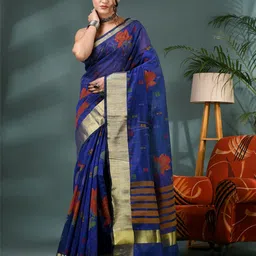 DESH BIDESH Floral Printed Zari Silk Cotton Bandhani Saree-picture-57