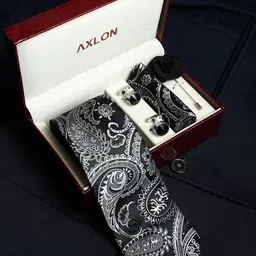 AXLON Men Accessory Gift Set Of Tie, Cufflinks, Pocket Square-80