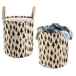Aura 2Pcs Beige & Green Tree-Printed Foldable Laundry Bag With Handle - 60 L-picture-46