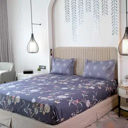 Pure Decor Leisure Fur Blue & White Microfiber 180 TC King Bedsheet Set 2.74 m x 2.74 m-picture-15
