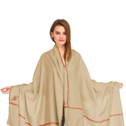 Exotic India Women Pure Wool Shawl with Sozni Hand-Embroidery on Border-image-39