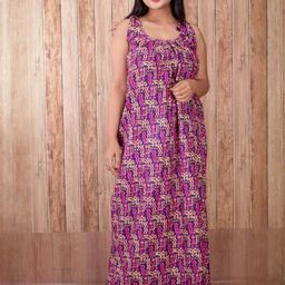 CLYMAA Women Violet Maxi Nightdress-image-26