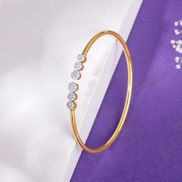 GIVA Women 14 Kt Gold Circe Diamond Cuff Bangle-image-9