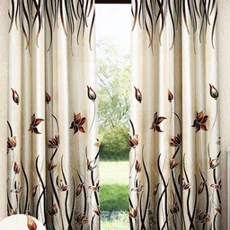 Home Sizzler Brown & Off White 2 Pieces Ethnic Motifs Door Curtain-52
