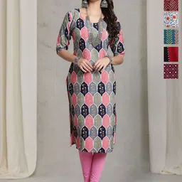 7Threads Selection Of 6 Floral Printed Round Neck Straight Kurtas-image-55