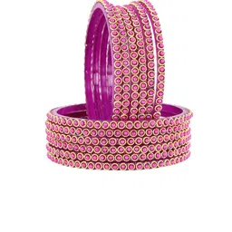ZULKA Set Of 12 Pearls Beaded & Moti Work Glass Bangles image 3