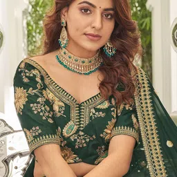FABPIXEL Embroidered Semi-Stitched Lehenga & Unstitched Blouse With Dupatta image 5