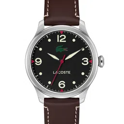 Lacoste Men Lisbon Patterned Dial Leather Analogue Watch 2011398-34