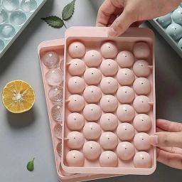 Round Ice Cube Tray,Ice Ball Maker Mold for Freezer Pink Plastic Ice Cube Tray-image-40
