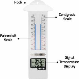 SWADESI BY MCP Digital Max Min Greenhouse Thermometer Clasic Design Max Min Thermometer for Use The Garden Greenhouse, Home Easily Wall Mounted Room Temperature Monitor Indoor Thermometer image 3