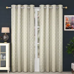 213 cm (7 ft) Jacquard Room Darkening Door Curtain (Pack Of 2)-18
