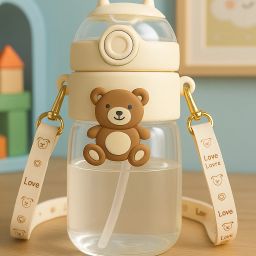 Eco-friendly Baby Water Bottle For Kids With Soft Silicone Straw & Strap -850ml-image-113