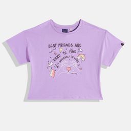 Allen Solly Junior Girls Brand Logo Printed Pure Cotton Crop Top-picture-41