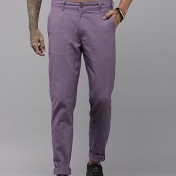 The Roadster Lifestyle Co. Men Purple Solid Slim Fit Trousers-image-36