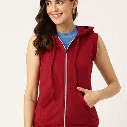 BRINNS Front-Open Sleeveless Fleece Hooded Sweatshirt-image-9