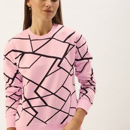 The Dry State Women Pink & Black Printed Pullover Sweatshirt-image-48