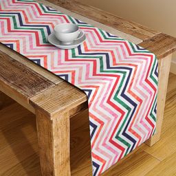 Alina decor White & Red Geometric Digital Printed Table Runner image 1