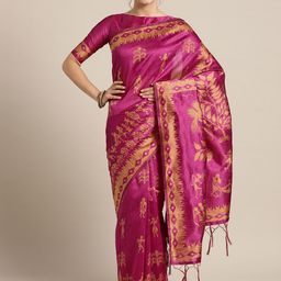 Saree mall Magenta & Beige Woven Design Saree-picture-28