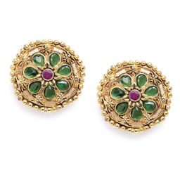 Estele Gold-Plated Floral Crystal Studs-25