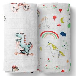 Moms Home Infants Set Of 2 Printed Muslin Swaddle-26