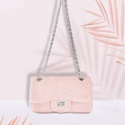 Lino Perros Pink Faux Fur Shoulder Bag-image-9