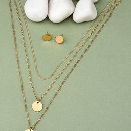 AMI Gold-Plated & White Contemporary Layered Jewellery Set-70