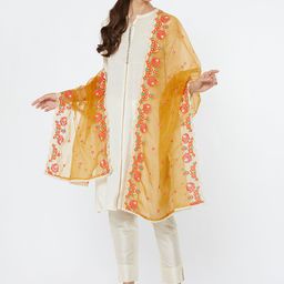 Dupatta Bazaar Mustard & Multicoloured Embroidered Dupatta image 2