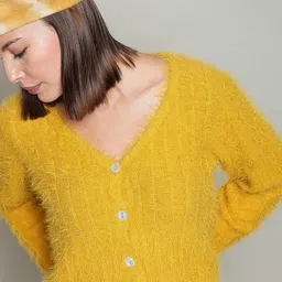 Vero Moda Cable Knit Cardigan With Fuzzy Detail-picture-18