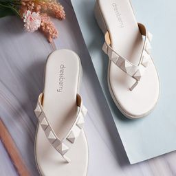 DressBerry Women Studs Embellished Open Toe Flats-29