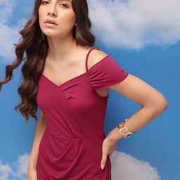 CORSICA Cold-Shoulder Sleeves Sheath Dress-image-79