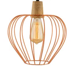 Homesake Copper Wooden Chimney Cage Pendant Light - Set of 1 (Bulb not included)-image-73