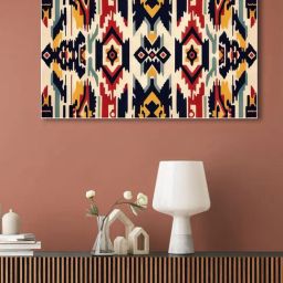Nestroots Traditional Ikat Canvas Art White Frame Wall Painting-image-52
