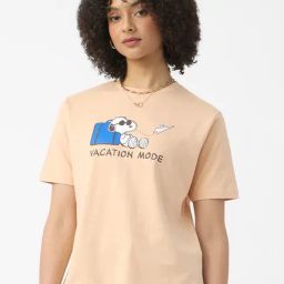 The Souled Store Beige Regular Fit Peanuts Vacation Mode Shirt-picture-12