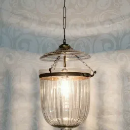 Fos Lighting White Hundi Line Cut Glass Bell Jar Hanging Lantern - Set of 1-image-14