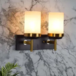 Kapoor E Illuminations White Porsch Opal Glass Brass Double Shade Wall Light-image-24