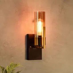 Kapoor E Illuminations Golden Brass Grove Amber Glass Wall Light-image-29