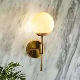 Kapoor E Illuminations White Strick Sol Brass With Opal Globe Wall Sconce-image-55