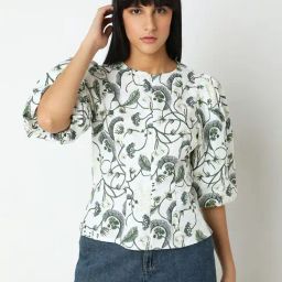 Vero Moda White Cotton Printed Top-image-85