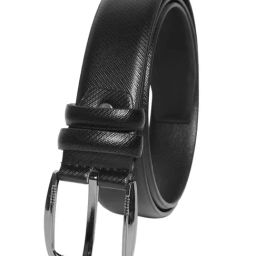 ZEVORA Black Textured Leather Casual Belt-image-22