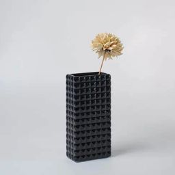 Whispering Homes Piura Black Ceramic Vase - Medium-image-1