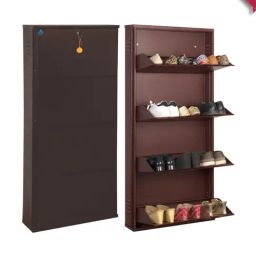 Delite Kom Powder Coated Coffee Wall Mounted Metal Shoe Rack ( 4 Shelves DIY)-image-21