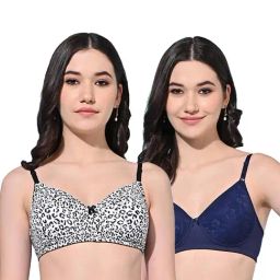 FIMS Black & Blue Printed Bras - Pack Of 2-image-70
