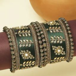 Oomph Green Bridal Chuda Bangles - Set of 10-9
