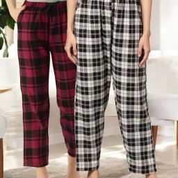 Kryptic Charcoal & Maroon Cotton Relaxed Fit Printed Lounge Pants - Pack of 2-image-95