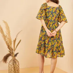 Marie Claire Multicolored Floral Print A-Line Dress image 2