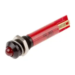 RS PRO Red Panel Mount Indicator 12V AC, Mounting Hole Size 8 mm, Termination Type Solder Tab, Model No 210591-12