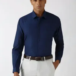 Peter England Navy Regular Fit Printed Shirt-picture-0