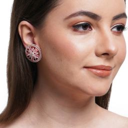 Karatcart Pink Stud Earrings for Women image 2